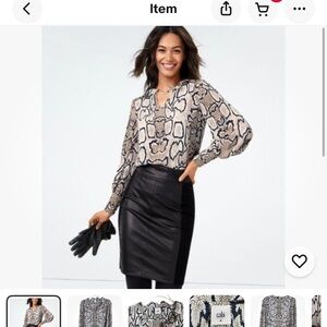 CAbi Black and Cream Serpentine Snakeskin Blouse